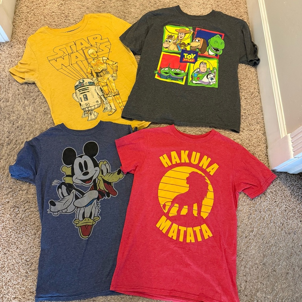 Disney Kids Short Sleeve Tees - Star Wars, Toy Story, Mickey Mouse, Lion King
